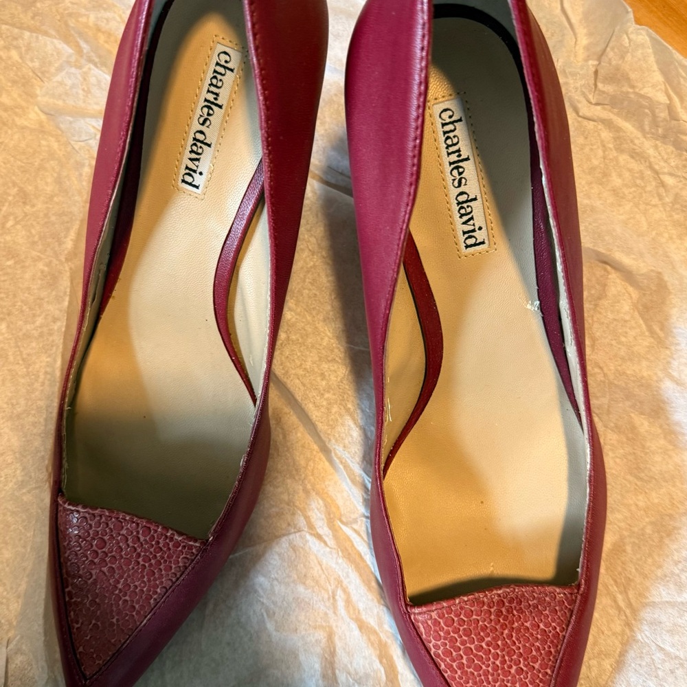 Charles David Red Pointed Toe Heels